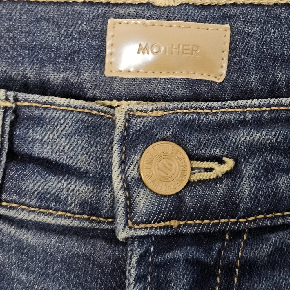 MOTHER The Hustler Ankle Fray Straight‎ Leg High Rise Blue Jeans 25 Preowned